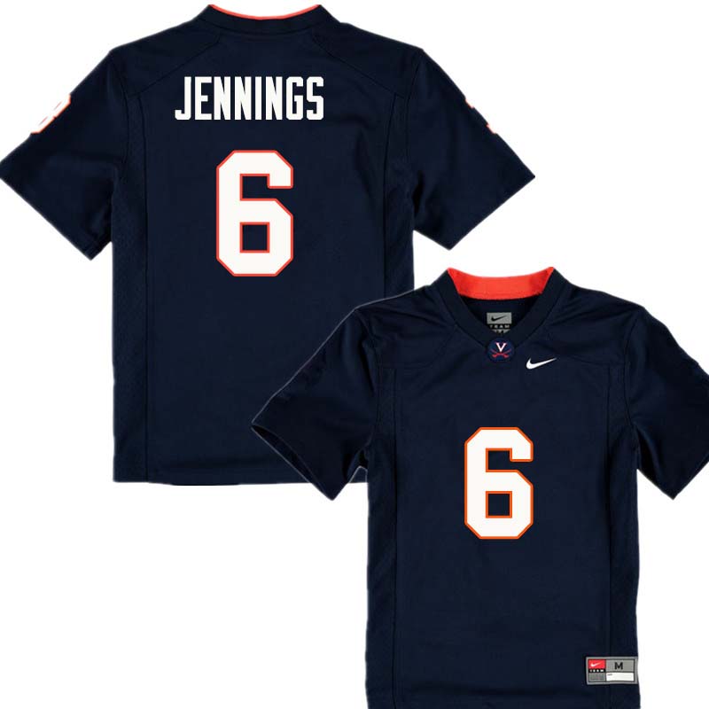 Men #6 Darius Jennings Virginia Cavaliers College Football Jerseys Sale-Navy